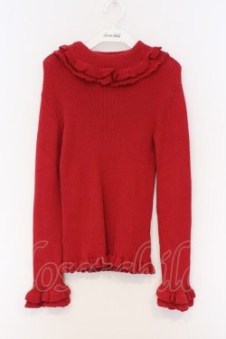 画像1: PINK HOUSE / フリル使いタートルリブニット  アカ O-26-03-07-1015-LO-TO-IG-OS