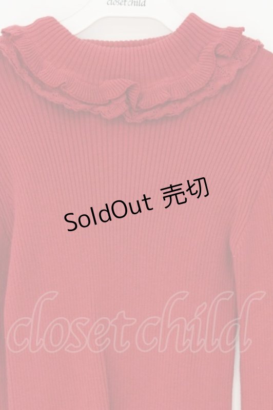 画像2: PINK HOUSE / フリル使いタートルリブニット  アカ O-26-03-07-1015-LO-TO-IG-OS (2)