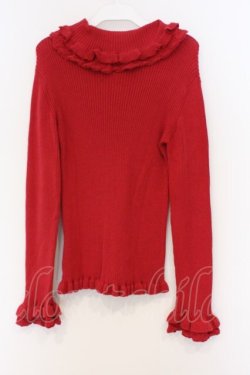 画像3: PINK HOUSE / フリル使いタートルリブニット  アカ O-26-03-07-1015-LO-TO-IG-OS