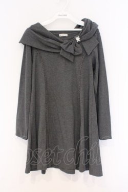 画像1: axes femme / リボンカラーチュニック M グレー O-26-03-07-1017-AX-OP-IG-OS