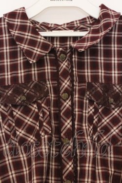 画像2: axes femme / チュール切り替えシャツワンピース M ワイン×生成り O-26-03-07-1018-AX-OP-IG-OS