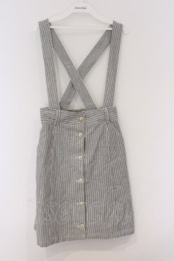 画像1: LODISPOTTO / ストライプサスペンダースカート  シロ×グレー O-26-03-07-1019-LO-SK-IG-OS