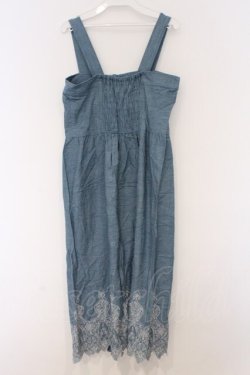 画像3: axes femme / 裾刺繍デニムジャンパースカート  ブルー O-26-03-07-1023-AX-OP-IG-OS