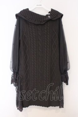 画像1: axes femme / チュールスリーブニットワンピース M グレー O-26-03-07-1028-AX-SK-IG-OS