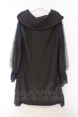 画像3: axes femme / チュールスリーブニットワンピース M グレー O-26-03-07-1028-AX-SK-IG-OS