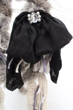 画像2: axes femme / リボンラビットファーマフラー  グレー O-26-03-07-001-AX-AC-OW-OS