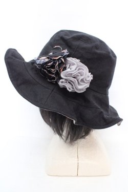 画像1: axes femme / モチーフ付きリバーシブルハット  クロ×ネイビー O-26-03-07-008-AX-AC-OW-OS