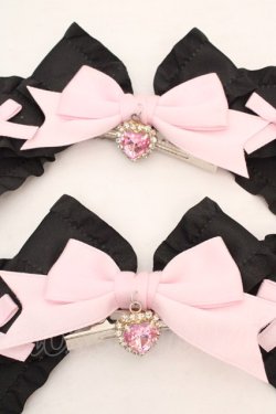 画像2: Lovery Tency / 眞白ありすリボンヘアクリップ  クロ×ピンク O-26-03-07-078-LO-AC-OW-OS