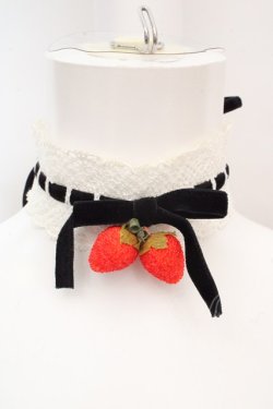 画像1: Heart E / いちごチョーカー  シロ×クロ×アカ O-26-03-07-092-LO-AC-OW-OS