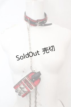 画像1: HIDEROCK Design / カフ付きチョーカー  レッド×ブラック O-26-03-07-094-PU-AC-OW-OS