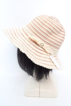 画像1: axes femme / レースボーダーハット  ピンク O-26-03-07-010-AX-AC-OW-OS