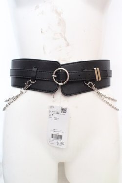 画像1: axes femme / チェーン付き太幅合皮ベルト  クロ O-26-03-07-096-AX-ZA-OW-OS