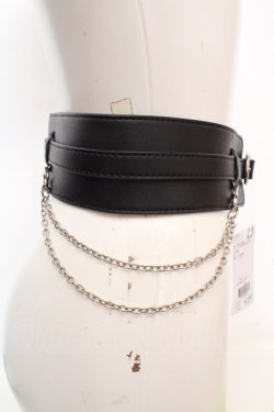 画像2: axes femme / チェーン付き太幅合皮ベルト  クロ O-26-03-07-096-AX-ZA-OW-OS