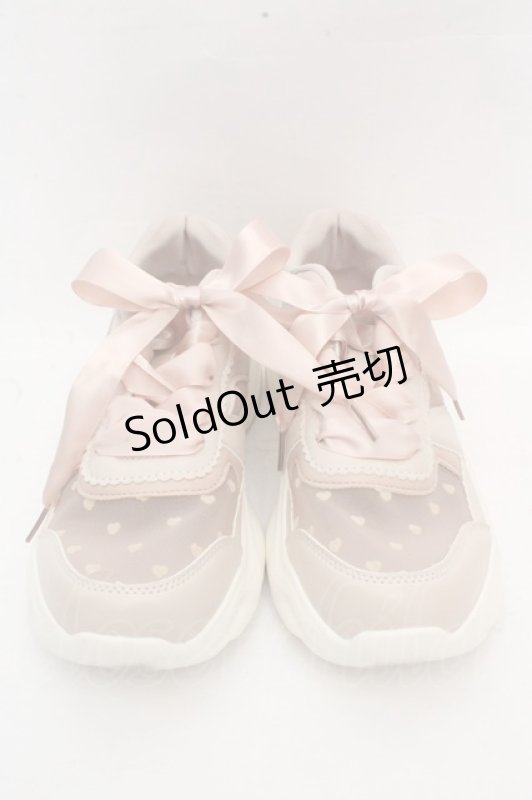 画像1: m petit by misako / ハートチュールスニーカー L ピンク O-26-03-07-2010-LO-SH-IG-ZT0311E (1)