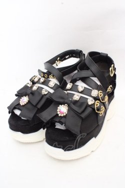 画像1: LIZ LISA / クロスストラップスニーカーサンダル M クロ O-26-03-07-2012-LO-SH-IG-OS