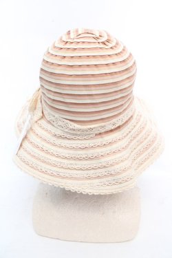 画像3: axes femme / レースボーダーハット 57.5cm ピンク O-26-03-07-013-AX-AC-OW-OS