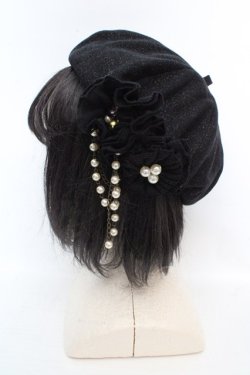 画像1: axes femme / モチーフ付きベレー  クロ O-26-03-07-002-AX-AC-OW-OS