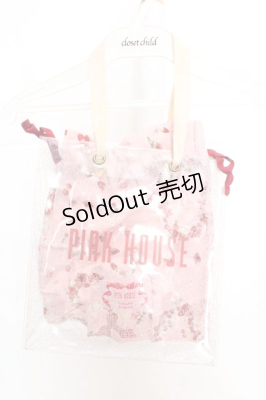画像1: PINK HOUSE / PINK HOUSE×misako&erinko Heart Berry Rabbit クリアバッグ  ピンク×クリア O-26-03-07-016-LO-BG-IG-ZT0311E (1)
