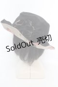 axes femme / モチーフ付きリバーシブルハット  クロ×花柄ベージュ O-26-03-07-003-AX-AC-OW-OS