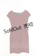 EATME / チェックペプラムワンピース S アカ O-26-03-08-037-LO-OP-OW-OS