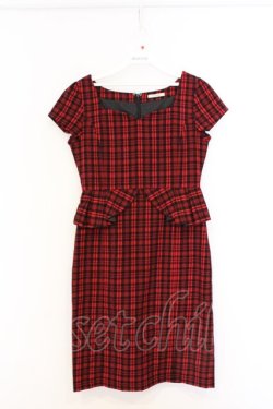 画像1: EATME / チェックペプラムワンピース S アカ O-26-03-08-037-LO-OP-OW-OS