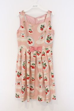 画像1: Leur Getter / フルーツプレートノースリーブワンピース M ピンク O-26-03-08-004-LU-OP-OW-OS