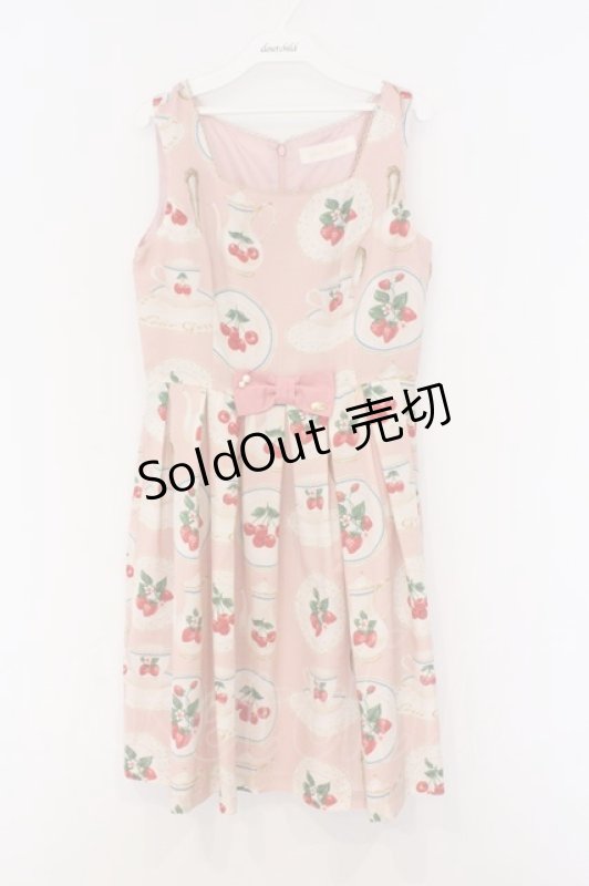 画像1: Leur Getter / フルーツプレートノースリーブワンピース M ピンク O-26-03-08-004-LU-OP-OW-OS (1)