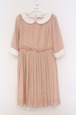 画像1: EATME / プリーツ切り替え丸襟ワンピース S オレンジ系ピンク O-26-03-08-039-LO-OP-OW-OS