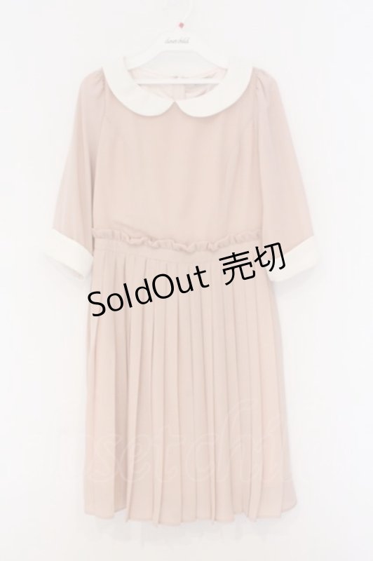 画像1: EATME / プリーツ切り替え丸襟ワンピース S オレンジ系ピンク O-26-03-08-039-LO-OP-OW-OS (1)