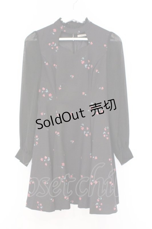 画像1: EATME / CROSS ROSE FLOWERデコルテワンピース S クロ O-26-03-08-041-LO-OP-OW-OS (1)