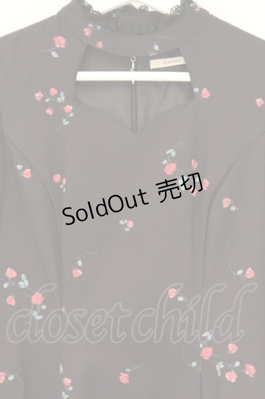 画像2: EATME / CROSS ROSE FLOWERデコルテワンピース S クロ O-26-03-08-041-LO-OP-OW-OS (2)
