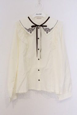 画像1: axes femme / カードル刺繍襟ブラウス L キナリ O-26-03-08-013-AX-BL-OW-OS