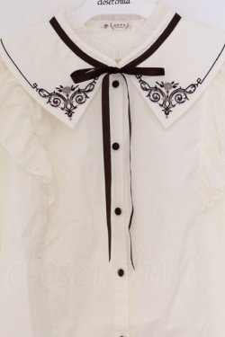 画像2: axes femme / カードル刺繍襟ブラウス L キナリ O-26-03-08-013-AX-BL-OW-OS