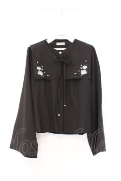 画像1: axes femme / 薔薇刺繍付け襟セットブラウス F クロ O-26-03-08-014-AX-BL-OW-OS