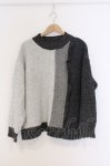 画像1: axes femme / トリコロール配色ニットプルオーバー F クロ×グレー×シロ O-26-03-08-017-AX-TO-OW-ZT122 (1)