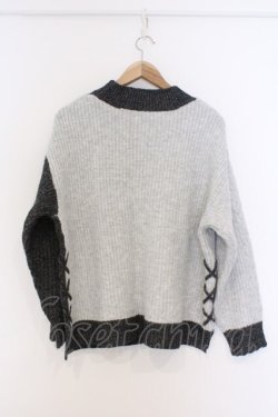 画像3: axes femme / トリコロール配色ニットプルオーバー F クロ×グレー×シロ O-26-03-08-017-AX-TO-OW-OS