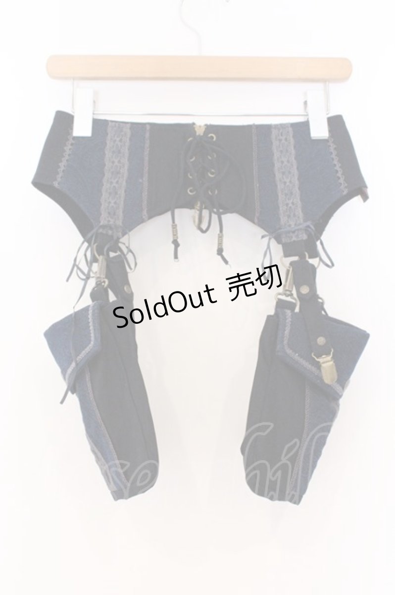 画像4: Ozz Croce / 薔薇刺繍フラップ付きコルセット  ブルー O-26-03-08-022-OO-ZA-OW-ZI (4)
