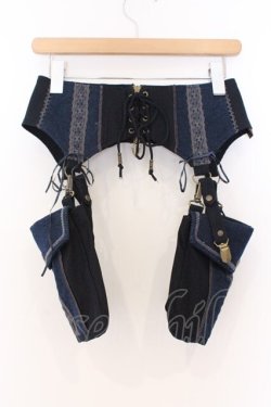 画像4: Ozz Croce / 薔薇刺繍フラップ付きコルセット  ブルー O-26-03-08-022-OO-ZA-OW-OS