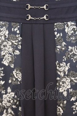 画像2: axes femme / フラワージャガード切替スカート F ネイビー O-26-03-08-023-AX-SK-OW-OS