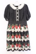 Leur Getter / Antique Lace Strawberry袖付きワンピース M クロ O-26-03-08-003-LU-OP-OW-OS
