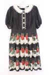 画像1: Leur Getter / Antique Lace Strawberry袖付きワンピース M クロ O-26-03-08-003-LU-OP-OW-OS (1)