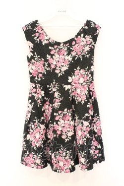 画像1: EATME / オリジナルブーケローズ柄ジャカードワンピース S クロ×ピンク O-26-03-08-026-LO-OP-OW-OS