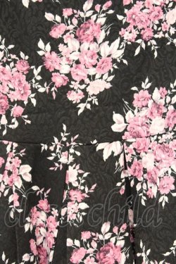 画像2: EATME / オリジナルブーケローズ柄ジャカードワンピース S クロ×ピンク O-26-03-08-026-LO-OP-OW-OS