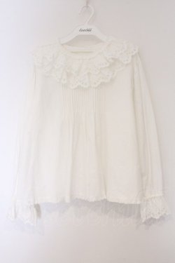 画像1: PINK HOUSE / スカラップレース使いダンガリーブラウス  シロ O-26-03-09-027-LO-BL-IG-OS