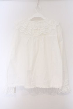 画像4: PINK HOUSE / スカラップレース使いダンガリーブラウス  シロ O-26-03-09-027-LO-BL-IG-OS