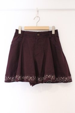 画像1: axes femme / 裾刺繍キュロット M ワイン O-26-03-09-033-AX-PA-IG-OS