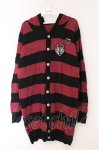 画像1: ALGONQUINS / ワッペンボーダーカーディガン  ワイン×ブラック O-26-03-09-039-AL-TO-IG-OS (1)