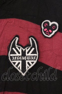 画像2: ALGONQUINS / ワッペンボーダーカーディガン  ワイン×ブラック O-26-03-09-039-AL-TO-IG-OS