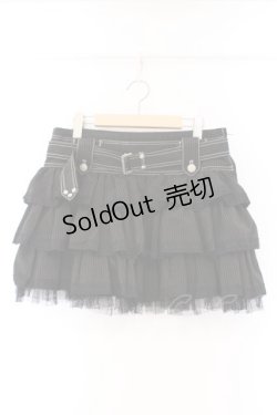 画像1: ALGONQUINS / ティアードミニスカート  ブラック O-26-03-09-040-AL-SK-IG-OS