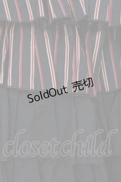 画像2: ALGONQUINS / レジメンタルストライプティアードスカート  ブラック O-26-03-09-041-AL-SK-IG-OS